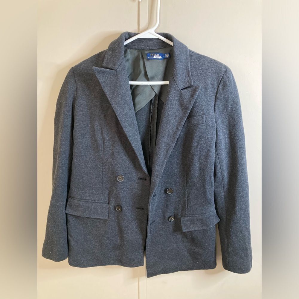 Polo Ralph Lauren Blazer Women's 4 Dark Gray Double Breasted Office Coat